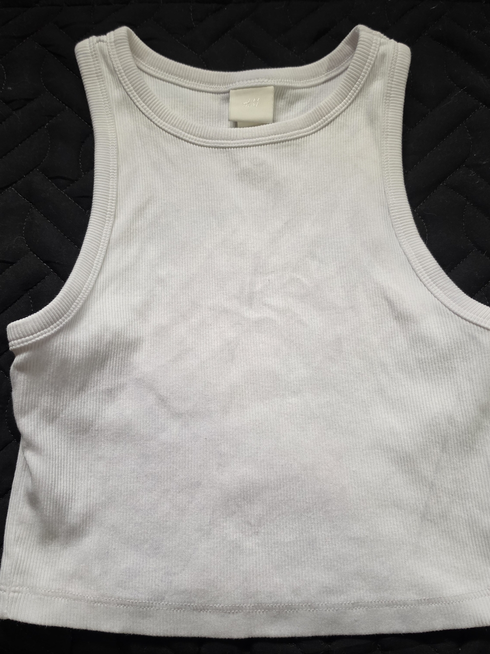 H&M White Ribbed Crop Tank